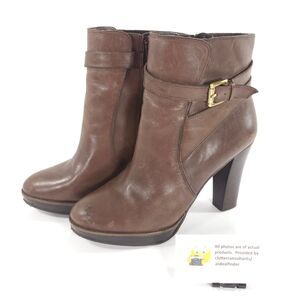 Arturo Chiang Casual Side Zip Ankle Boot Womens Size 7.5 Brown Black